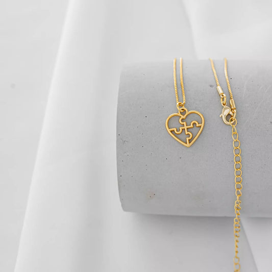 Medium Necklace with Minimalist Autism Pendant - Gold