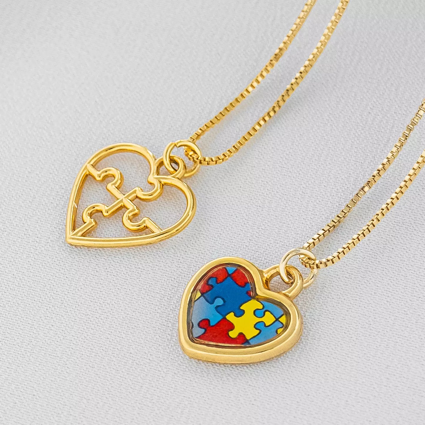 Medium Necklace with Minimalist Autism Pendant - Gold
