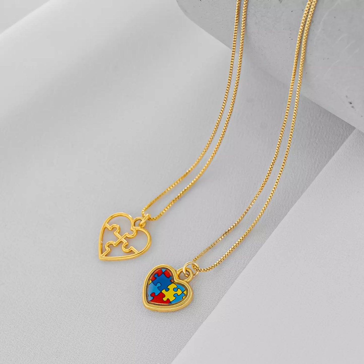 Medium Necklace with Minimalist Autism Pendant - Gold
