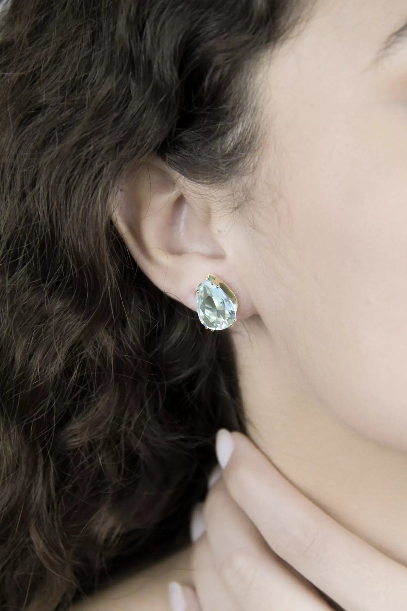 Small Blue Drop Earrings (10x14) - Gold