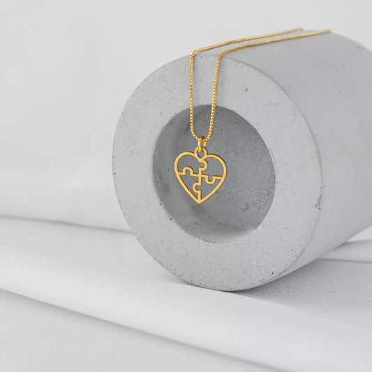 Medium Necklace with Minimalist Autism Pendant - Gold