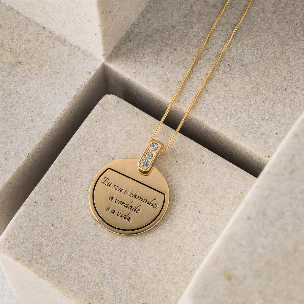 Medium Cartier Necklace with "I am the Way, the Truth, and the Life" Medal - Gold