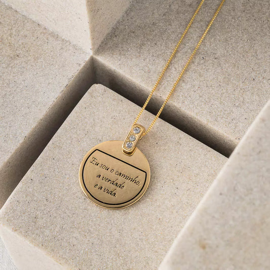 Medium Cartier Necklace with "I am the Way, the Truth, and the Life" Medal - Gold
