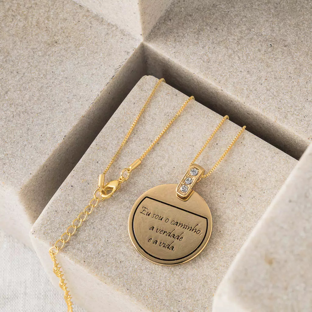 Medium Cartier Necklace with "I am the Way, the Truth, and the Life" Medal - Gold